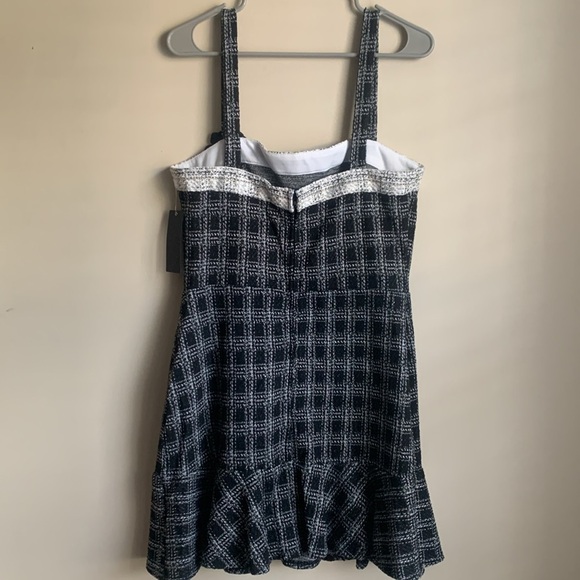City Triangles XL Blk/Wht Plaid Tweed Fitted with Peplum Hemline Mini Dress-NWT - Picture 8 of 10